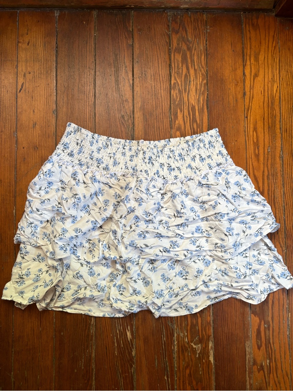 Floral Tiered Smocked-Waist skirt